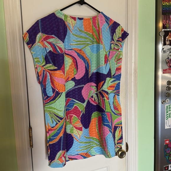 ECLA Plant Life Colorful Artist Prt Sleeveless Top Playful Rainbow Vibes Size XL - Picture 4 of 6